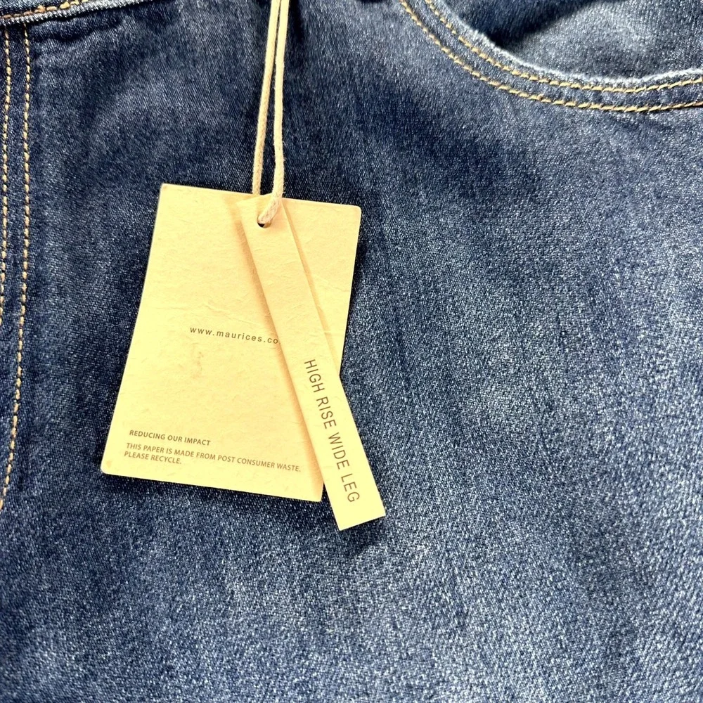 Kancan Jeans Women 24x32 Blue Denim Wide Leg Hi-Rise Distressed Raw Hem NWT - Picture 4 of 13